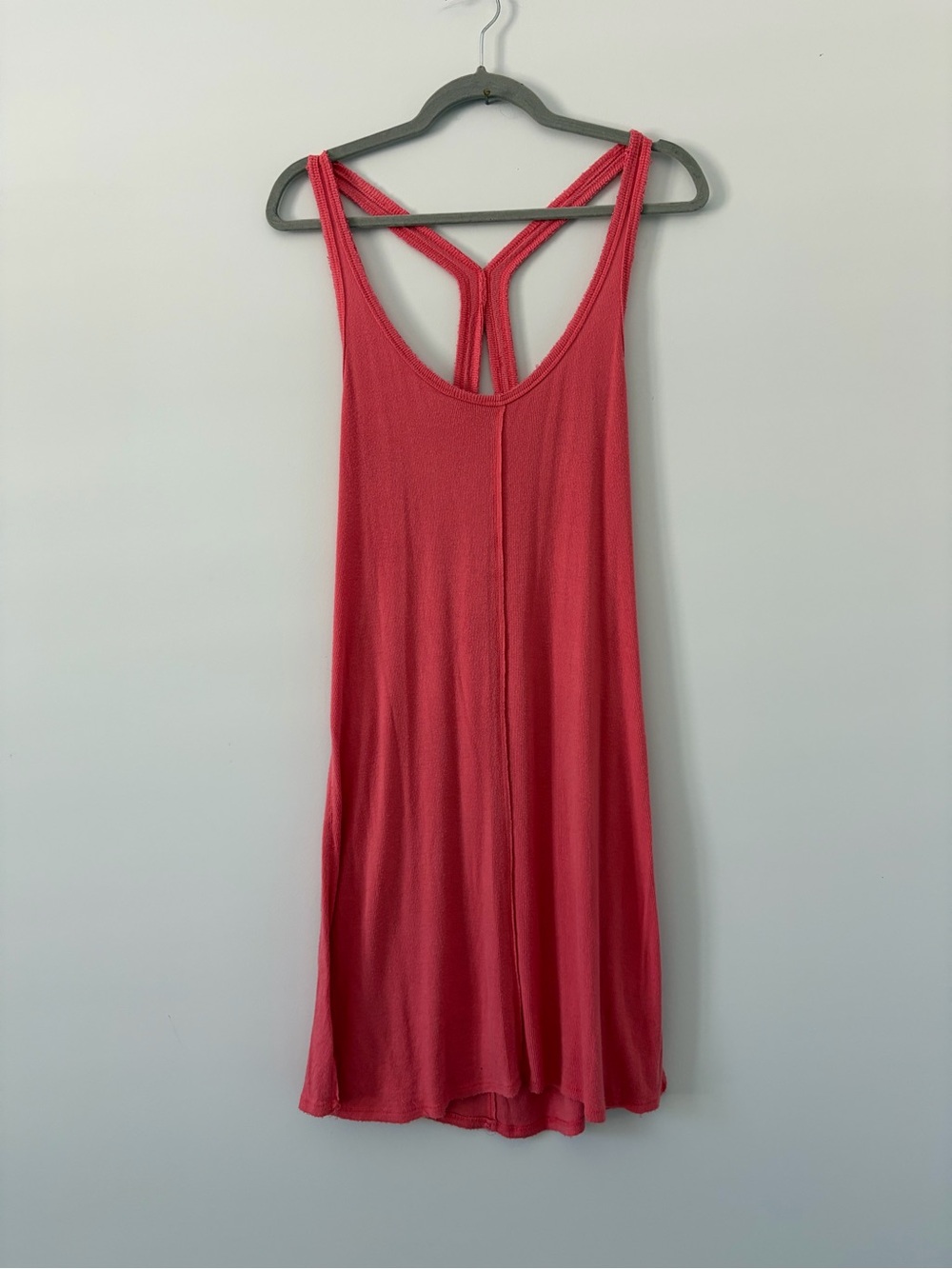 Free People Intimately Coral Ribbed Sleeveless Slinky Tank Slip Dress Large
